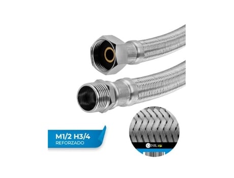 Mangueiras M1/2 H3/4 Em Aço Inoxidável 304, Epdm Atóxico, 50 Cm - Pacote Com 10 Unidades.