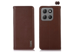 Capa Para Celular Motorola Moto G15 4g / G05 Khazneh Em Couro Bovino De Camada Superior Nappa