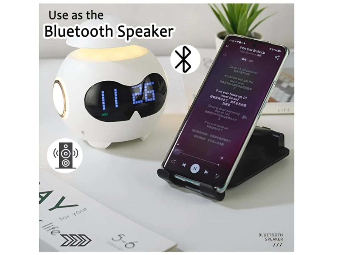 Despertador De Presentes 2024 Com Alarme Duplo Emoções Fofas Coluna Bluetooth Luz Noturna Led De Cabeceira Despertador Digital Para Quarto Bestvite