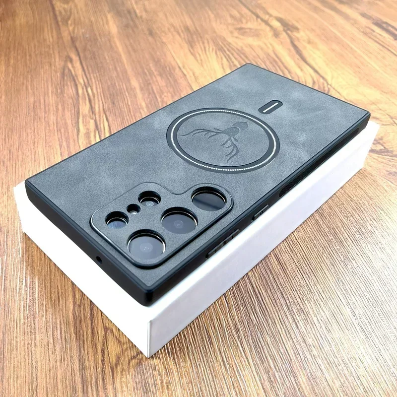 (galaxy S26 Plus Cinza) Compatível Com Capa Protetora De Couro Sintético Da Samsung, Suporta Carregamento Sem Fio Magnético Magsafe.