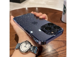 Capa Para Iphone 17 Pro Azul Escuro Com Glitter Eletrodepositado, Ultrafina, Proteção Total E Resistente A Impactos.