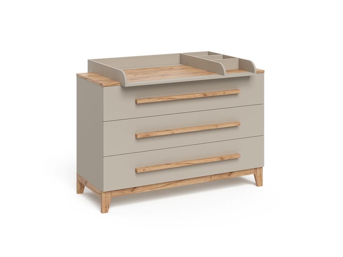 Mesa de Trocador Malia, 133.2x98cm com 3 Gavetas, Carvalho Cachemire VICCO