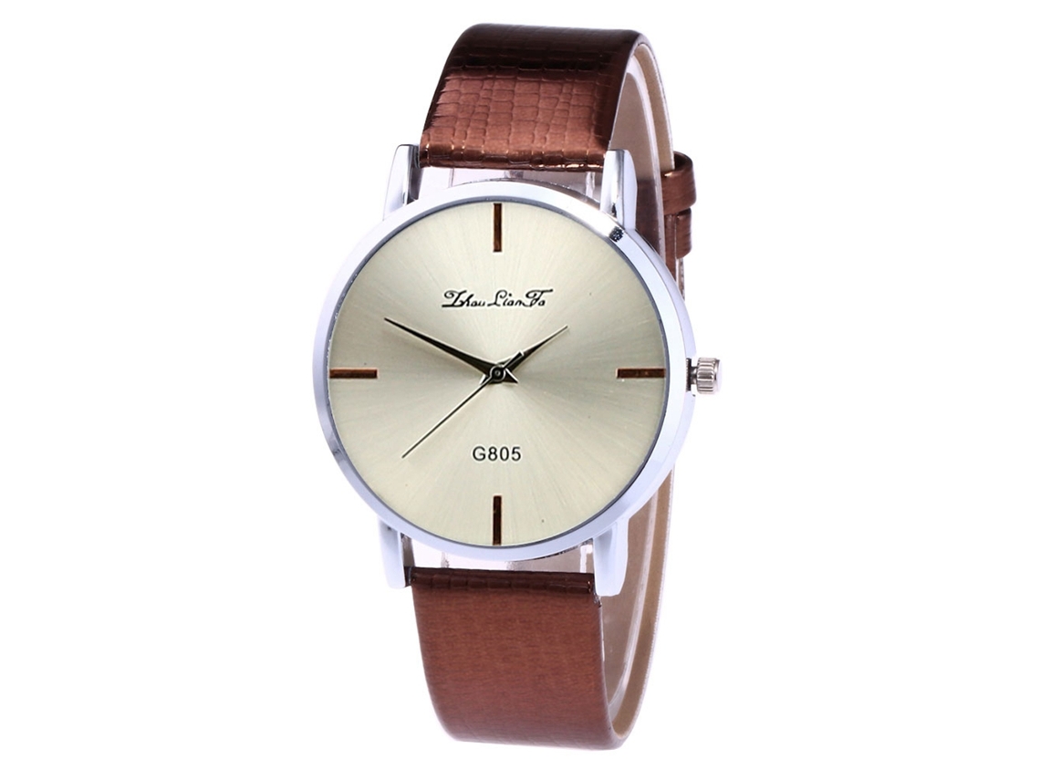 Reloj Analógico De Cuarzo Con Correa De Cuero Pu Unisex Zhoulianfa (café)
