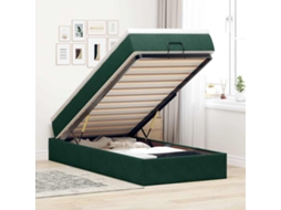 Vidaxl Estrutura Cama Otomana Colchão 80x200 Cm Veludo Verde Escuro