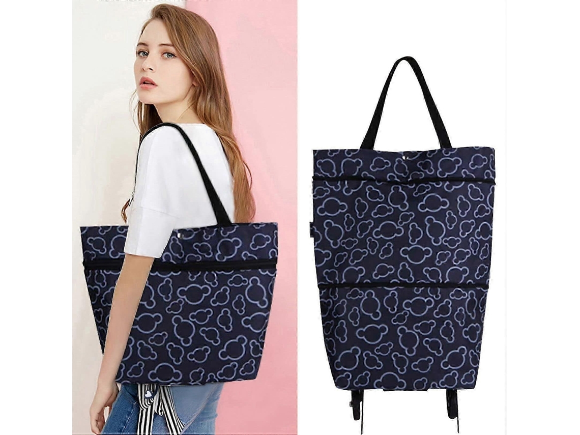 Sacola de Compras Dobrável com Rodas Bolsa de Viagem Reutilizável e Resistente para Mulheres GOKOCO