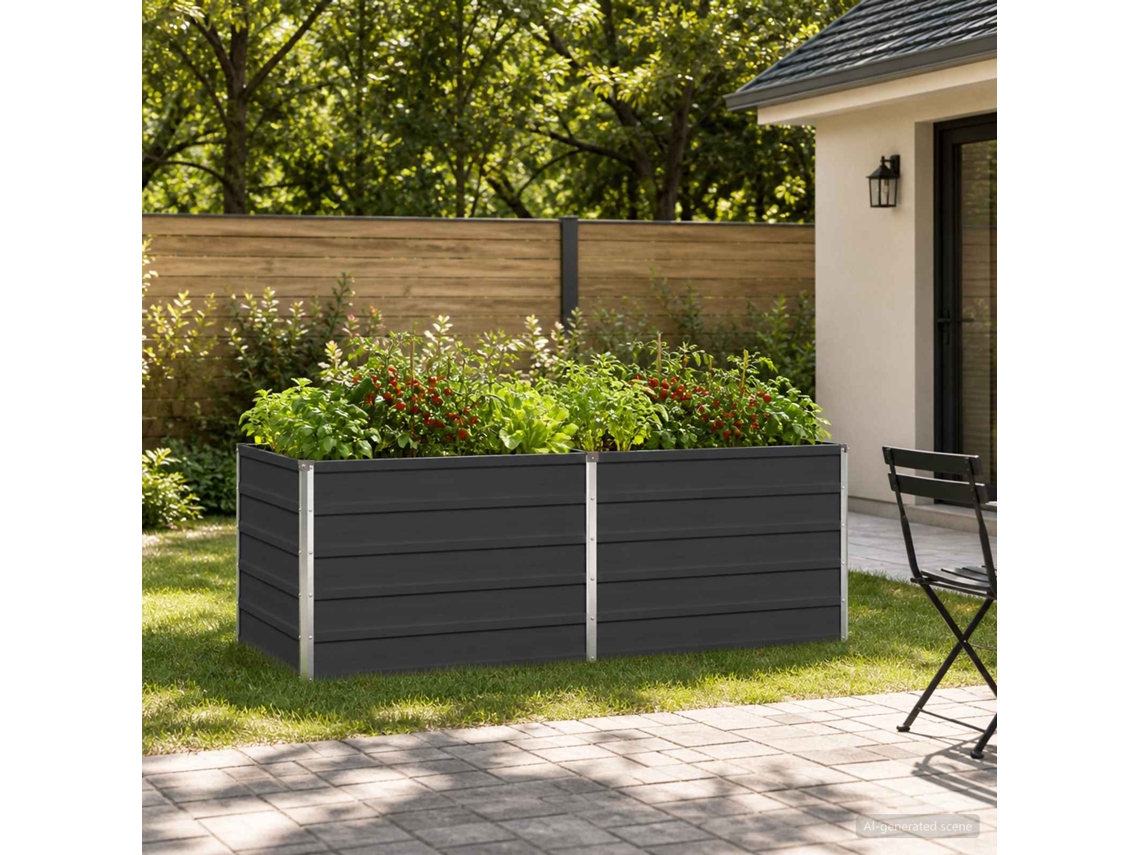 Vidaxl Cama De Jardim Elevada Antracite 160 X 80 X 55 Cm
