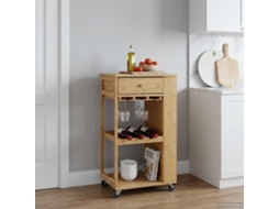 Vidaxl Carrinho De Cozinha Com Rodas Natural 47,5 X 36 X 83 Cm Bambu