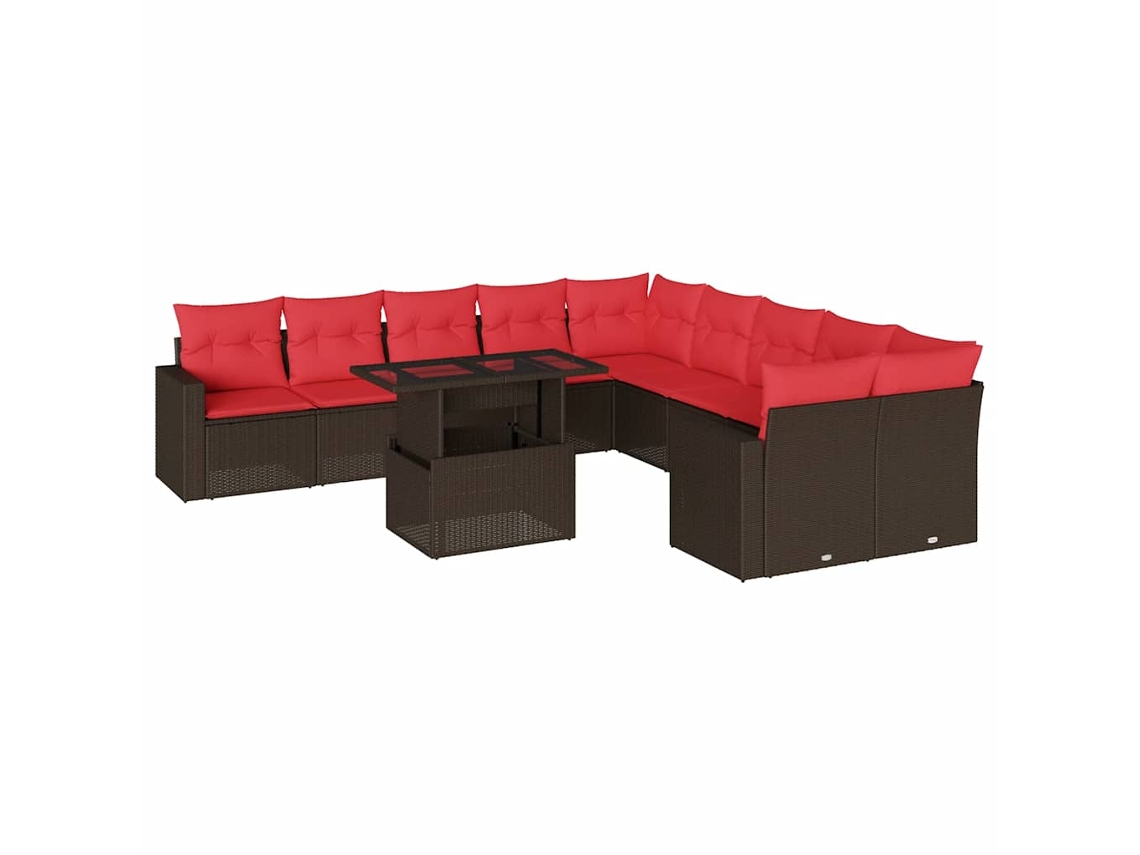 Conjunto de Sofá de Jardim, 11 Peças, Almofadas, Rattan Preto MAISON EXCLUSIVE