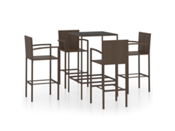 5 Pcs Conjunto de Bar para Jardim Vime Pe Castanho MAISON EXCLUSIVE