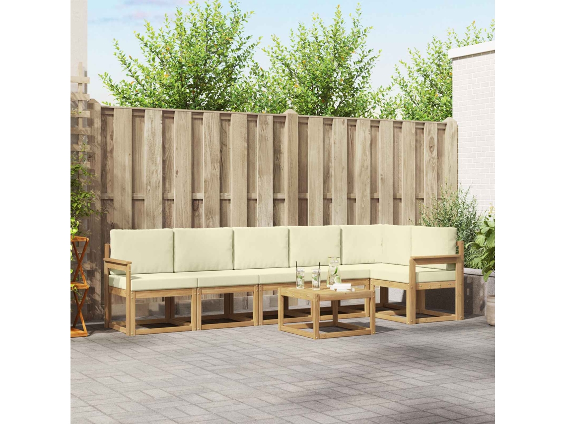 Vidaxl Conjunto De Sofás Para Exterior 7 Unid. Branco E Creme