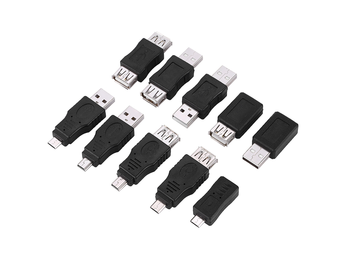 Pacote De 10 Adaptadores Usb2.0 Conversores Conectores Macho/fêmea Micro/mini