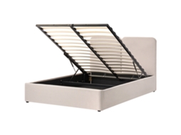 Cama De Casal Beliani Arbois De Tecido Creme 160x200