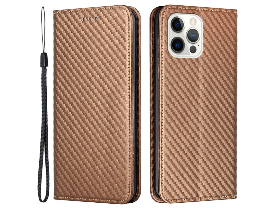 Capa Textura Fibra Para Iphone 15 Pro Max Castanho