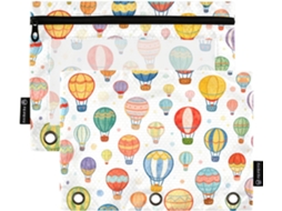 Pasta Com Fecho Em Formato De Balão Ar Quente Colorido, Com Janela Transparente, Estojo Grande Com Ilhós Reforçados E