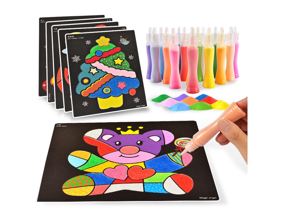 Mali conjunto de Papel para Desenho com Areia Criativa 24 Cores 42 Folhas Brinquedo Educativo Infantil Diy