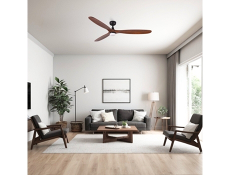 Rowind L Ventoinha De Teto Preta/nogueira Escura Com Luz Ã˜152 Cm Ventyly