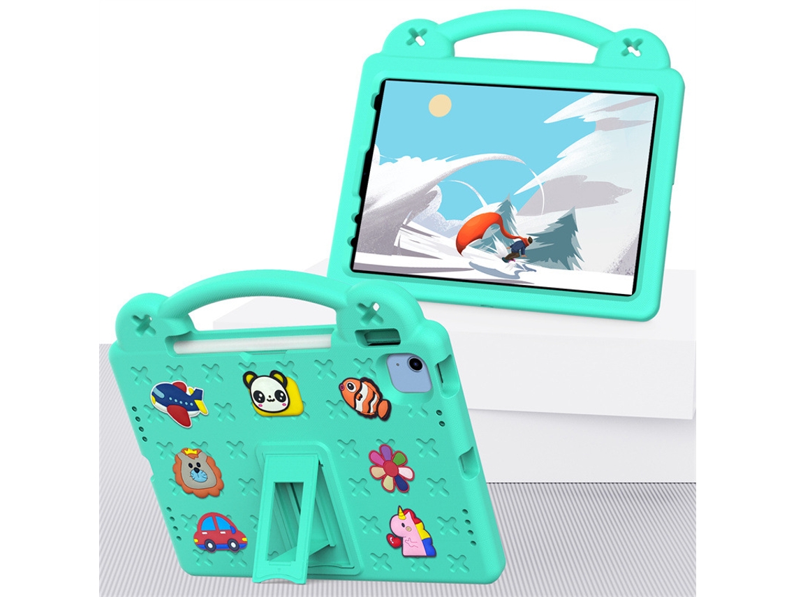 Capa Infantil Para Ipad 10.2 Com Suporte, Porta Caneta E Alça Verde Menta Sfushos (2019/2020/2021)