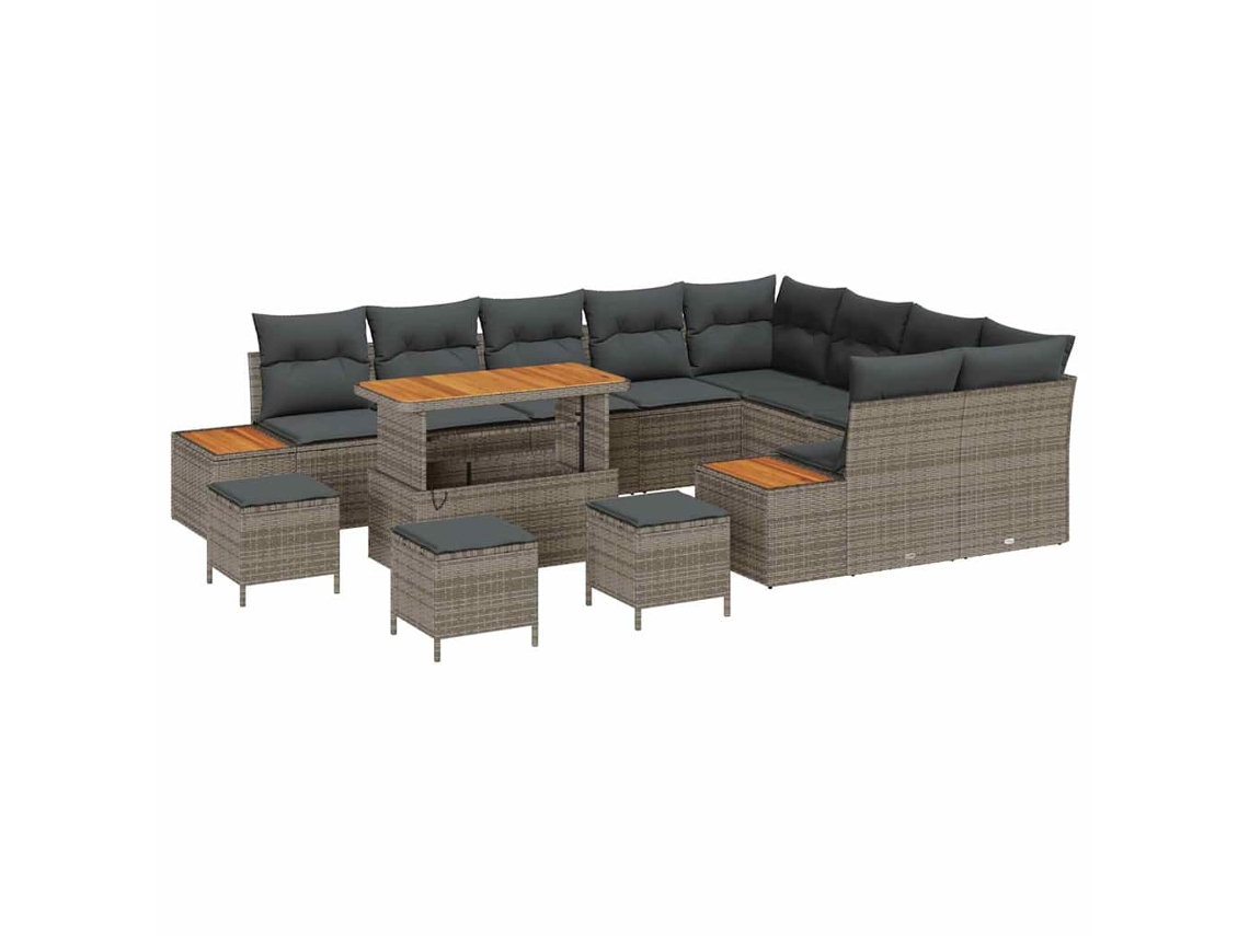Maison Exclusive - Conjunto De Sofá De Jardim 13 Pcs Cinzeto Rattan Sintético