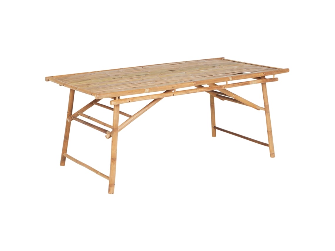Mesa De Jardín Beliani Tindari De Bambú Marrón 90x180x75