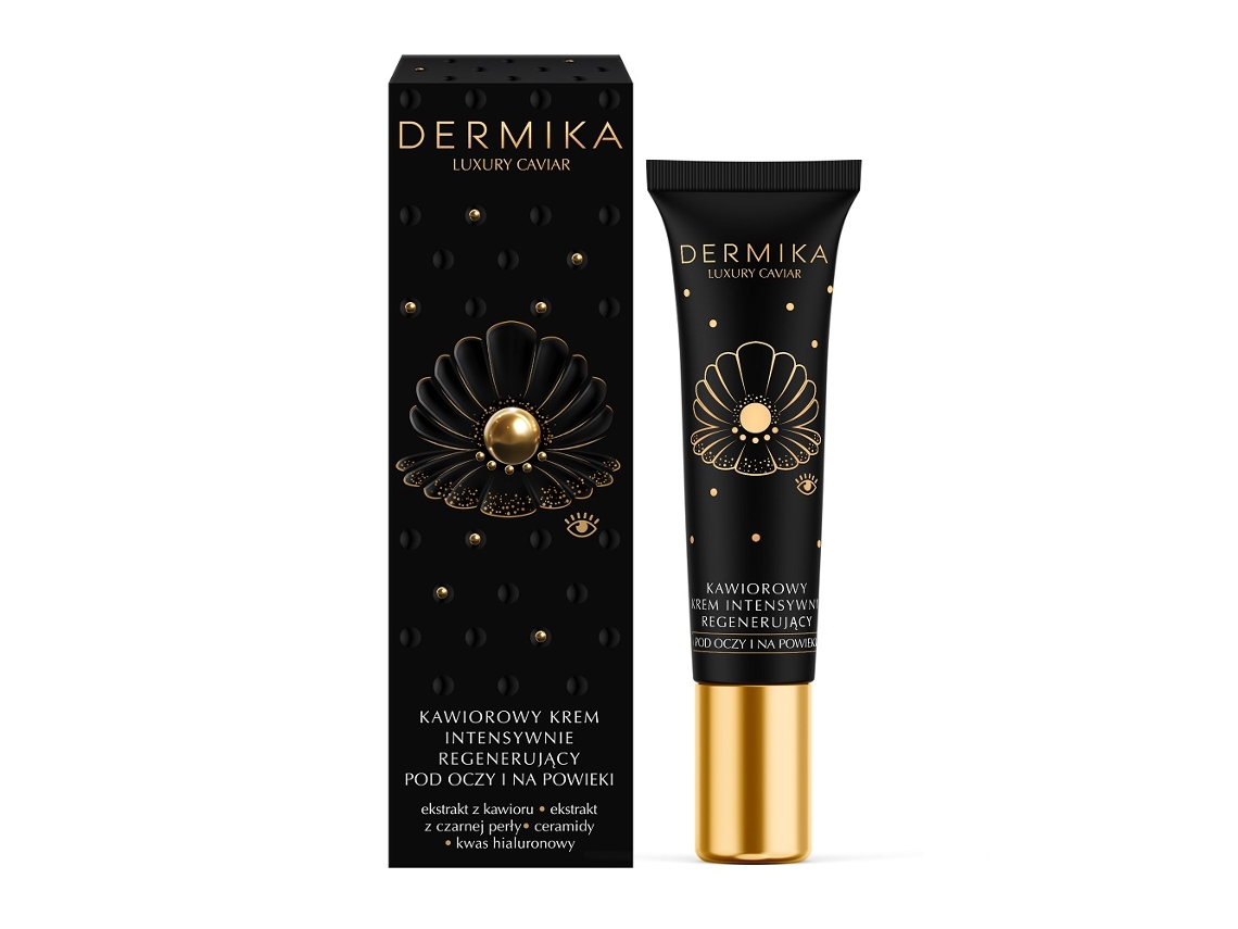 Dermika Luxury Eye and Eyelid Cream com Caviar, Ação Regeneradora, 15ml.