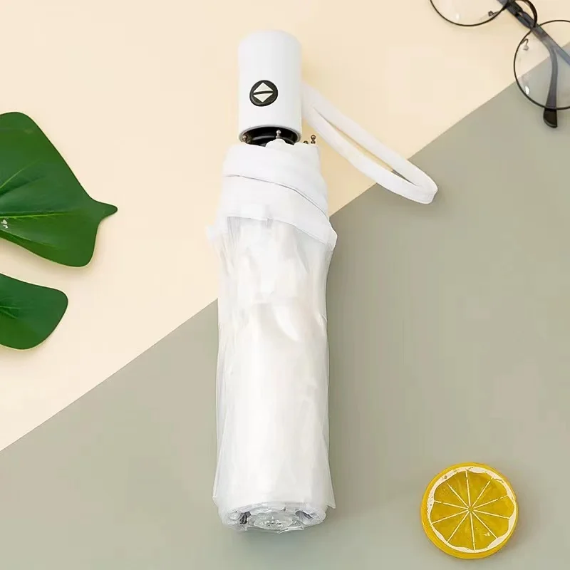 Guarda-chuva Dobrável Transparente (branco 8k), Abertura E Fechamento Automáticos, Guarda-chuva De Sol Dobrável Triplo Para Estudantes Da Marca Sen.
