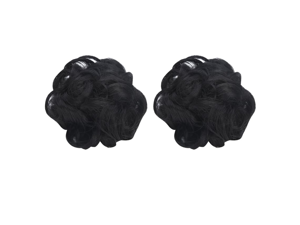 Extension De Pelo Falso De Moño Sintético Negro Para Wigs