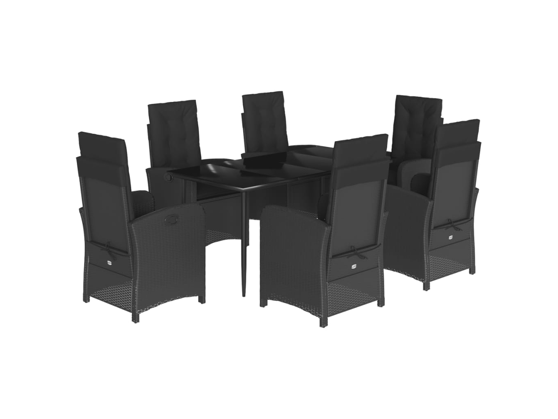 Garden Dining Set, Garden Dining Sets Vidaxl Preto Rattan / Vime (mesa Com 160 Cm De Comprimento)