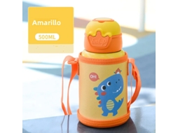 Garrafa Térmica Infantil De Aço Inoxidável (amarela) 500ml Unicórnio, Isolada E Portátil