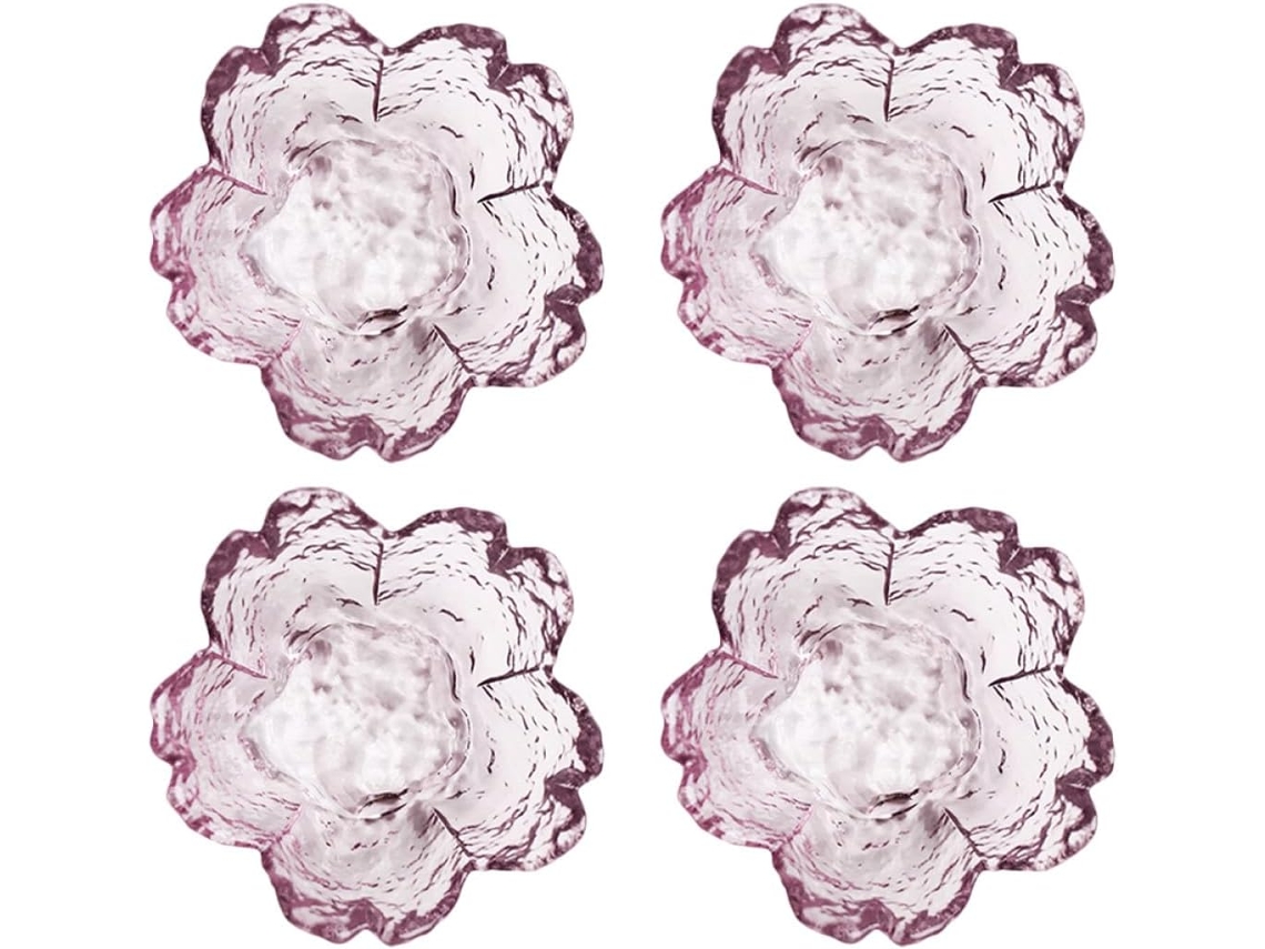 Conjunto De 4 Molheiras De Vidro Em Formato De Flor, Pratinhos Para Molhos.