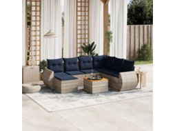 Vidaxl Conjunto De Sofá De Jardim Com 8 Peças E Almofadas Em Rattan Sintético Cinza