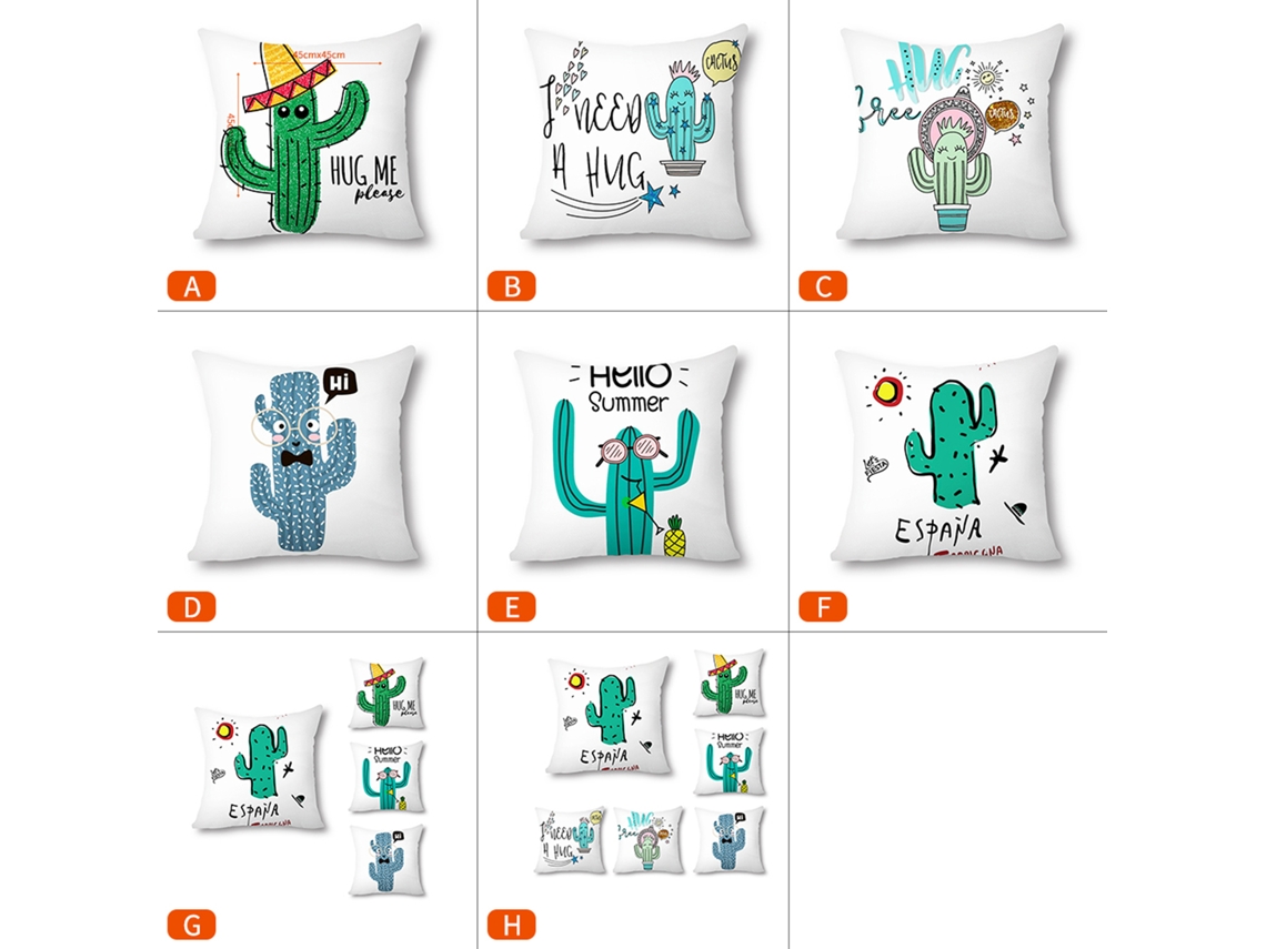 Capa de Almofada Cactus 20x20 Polegadas Algodão Linho | S/MARCA