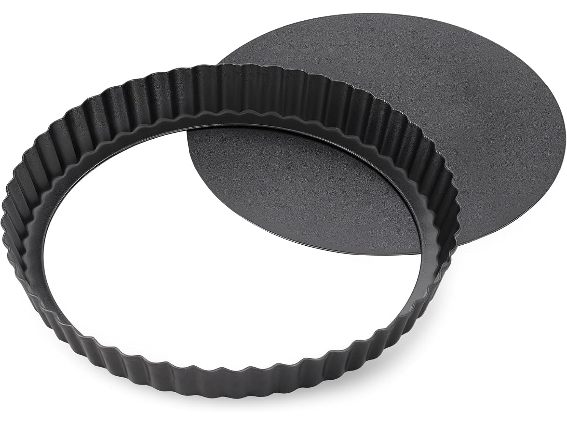 Forma Para Tarte Com Fundo Amovível, 28 Cm , Antiaderente, Em Aço Carbono, Preta Tommy01 (11 Polegadas)