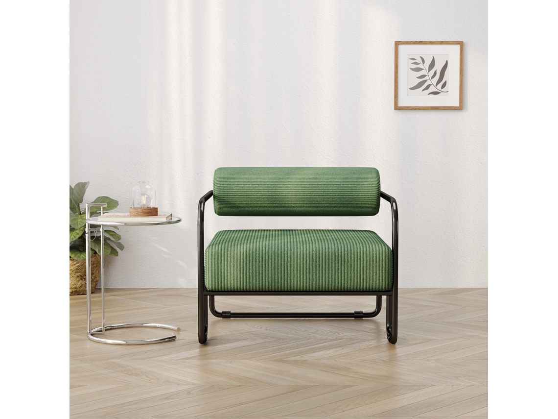 Poltrona Moderna Veludo Cotelê 68.5x73x70.5cm Metal Preto VELTRIX