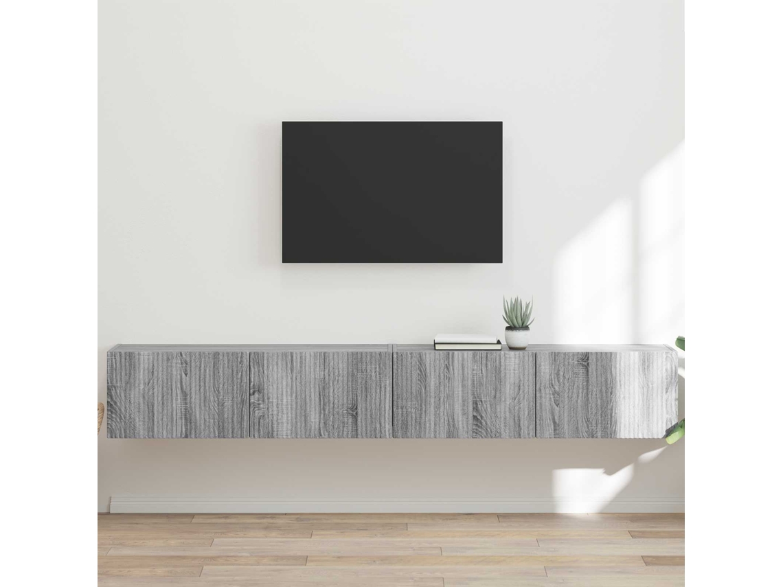 Vidaxl Armário de Tv de Parede 2 Pcs Cinza Sonoma 98 X 31 X 29,5 Cm