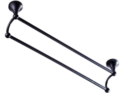Suporte De Toalhas Duplo Osaladi Em Latão Preto, 55cm, Para Montagem Na Parede, Para Banheiro