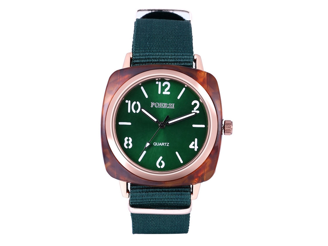 Reloj De Cuarzo Con Correa De Nailon 26cm Estilo Nuevo Moda Decoración Mano Verde