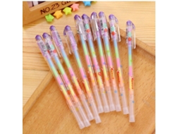 Conjunto De 10 Canetas Gel Coloridas 6 Em 1 Com Estampas Do Arco-íris,