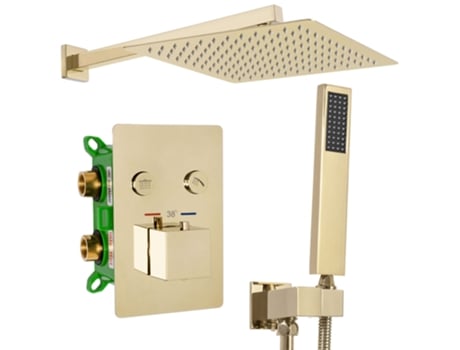 Conjunto De Chuveiro Rea Fenix Davis Thermostat Gold