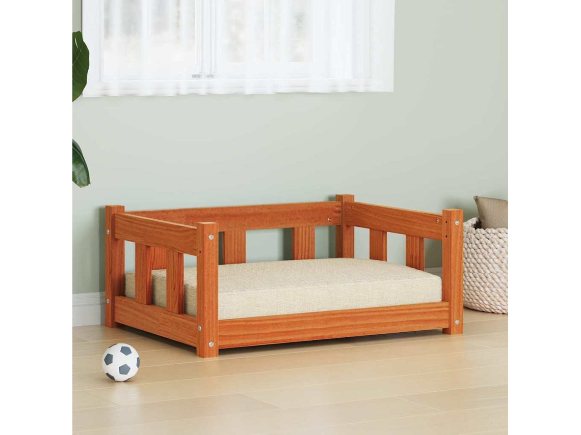 Vidaxl Cama Para Cachorro Marrom Cera 65,5 X 50 X 28 Cm