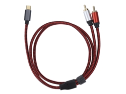 Cabo De Áudio Type-c Macho Para 2rca Macho Com Platina De Ouro Para Celular Tablet Laptop 1m