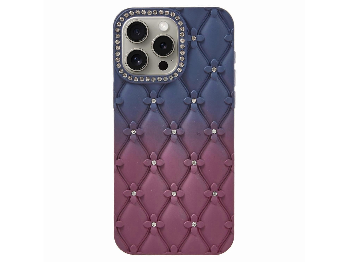 Capa De Celular Em Tpu Com Decoração De Strass E Borracha Para Iphone 15 Pro