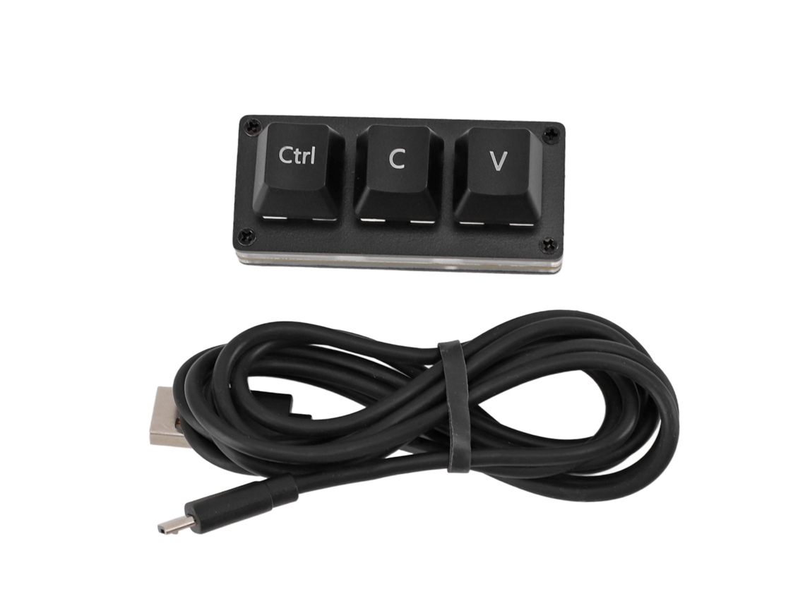 Teclado Mecânico Mini 3 Teclas Hot Swappable Interruptor Vermelho Backlight Programável para Jogos e Trabalho