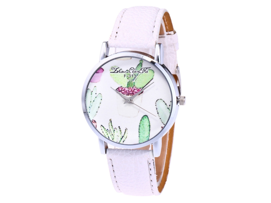 Reloj De Cuero Moda Unisex Dial Redondo Quartzo Blanco