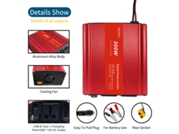 Inversor De Energia 300w 12v Para 220v Com Usb E Type C Para Carro