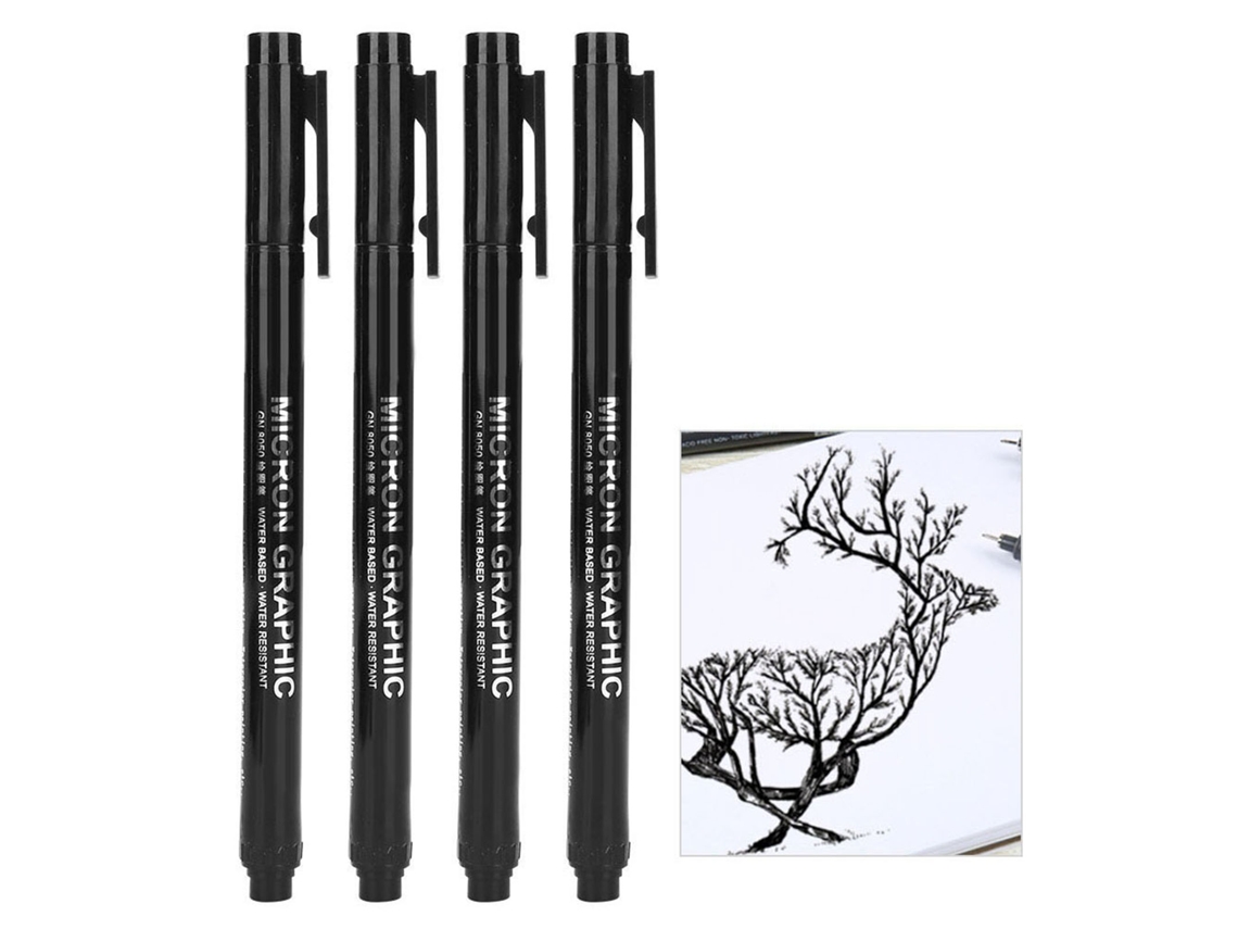 12pcs Micron Liner Pluma De Punta Fina Tinta Negra Impermeable Para Dibujo Y Boceto Cómic (03)