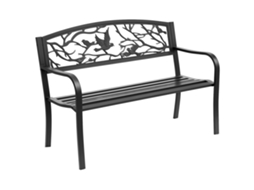 Banco Jardim 3 Lugares Metal Epóxi Estilo Rústico Chique 127x60x85cm Preto
