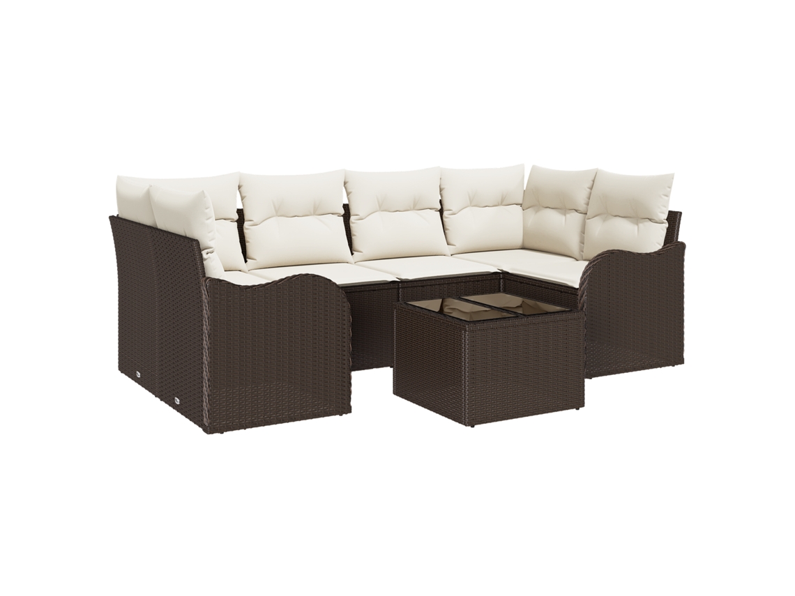 Conjunto 7 Móveis Externos Vidaxl Castanho Vime Pe (55 X 55 X 37 Cm)