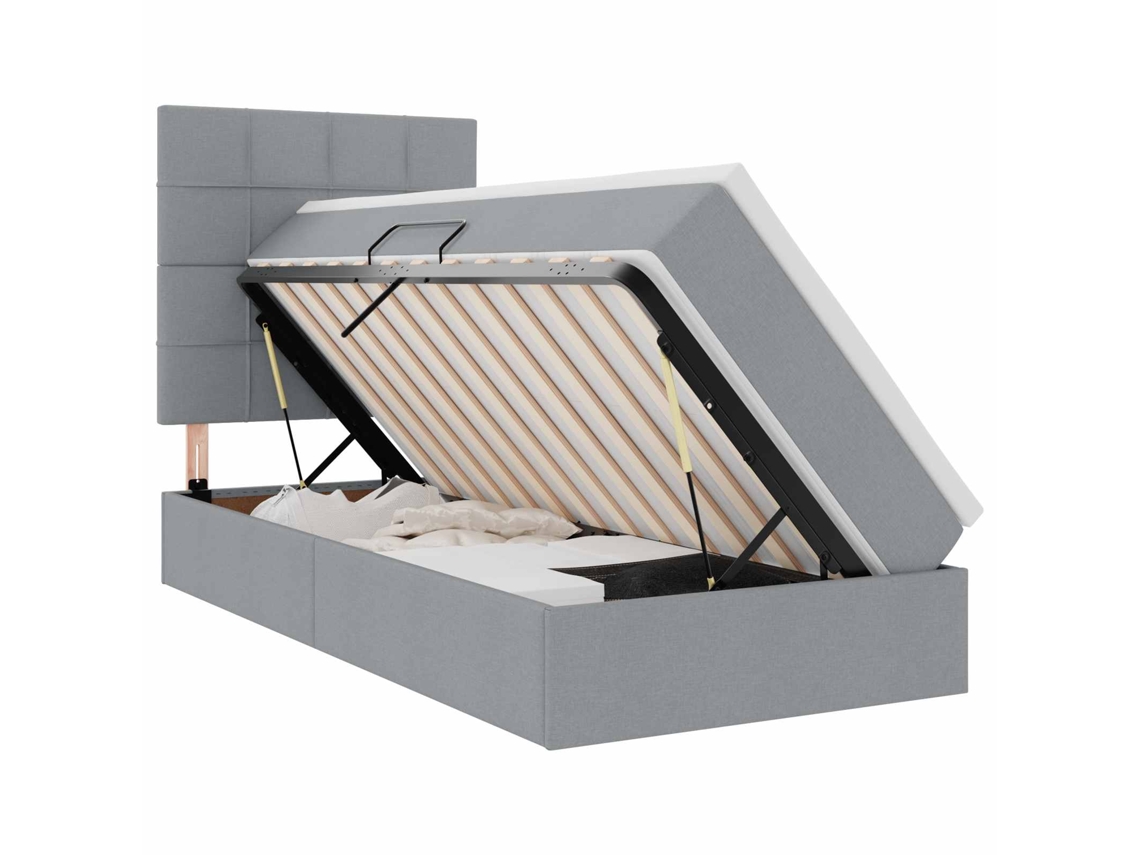 SYFAX™ Cama de Armazenamento Led com Colchão Cinzento claro