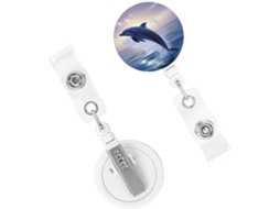 Porta Crachá Retrátil, Porta Crachá Retrátil Em Formato De Golfinho, Elegante E Durável, Com Clipe Chaveiro