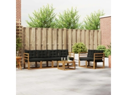 Vidaxl Conjunto De Sofás Para Exterior 7 Pcs Natural E Preto